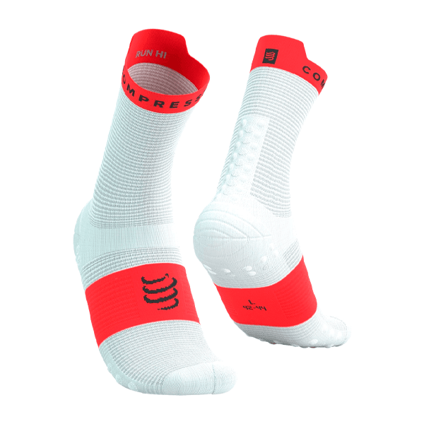 Compressport Pro Racing Socks V4.0 Run High White/Fluo Red
