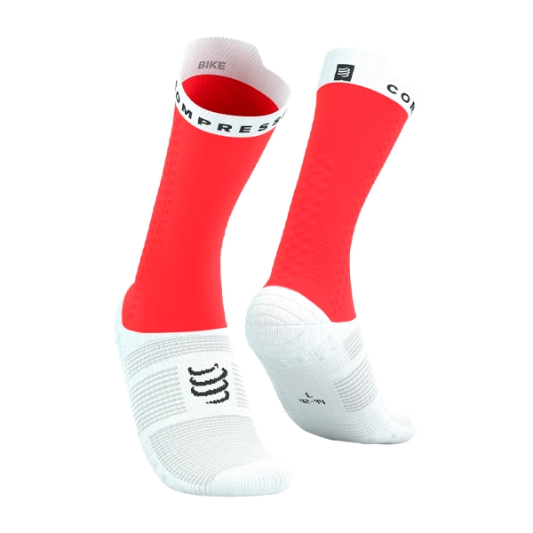 Compressport Pro Racing Socks V4.0 Bike Fluo Red/White